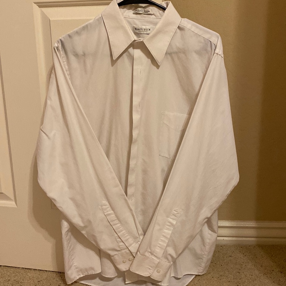 Mens long sleeve dress shirt wrinkle free 16 neck 34/35 sleeve length